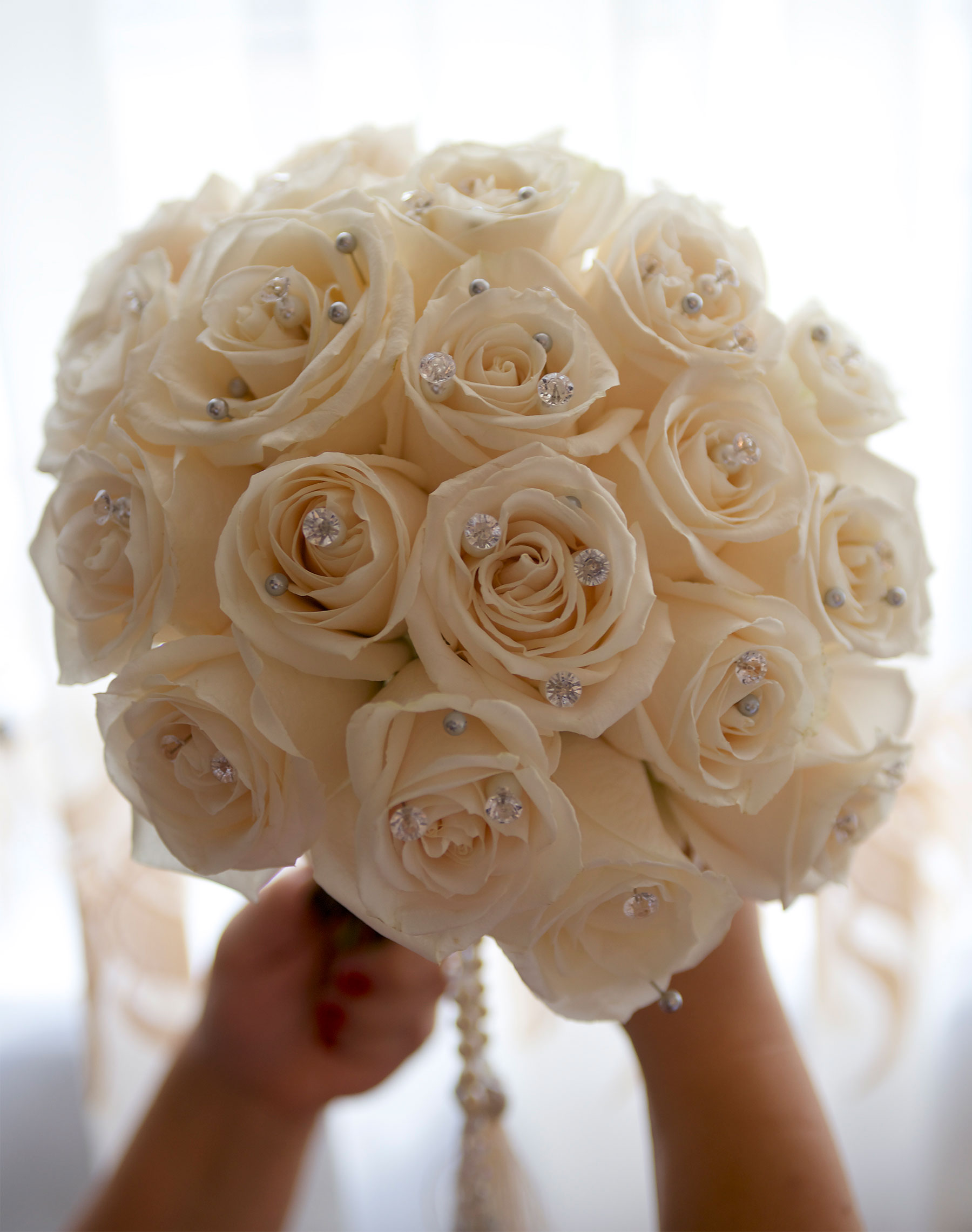 White Roses Bouquet at Fall Wedding